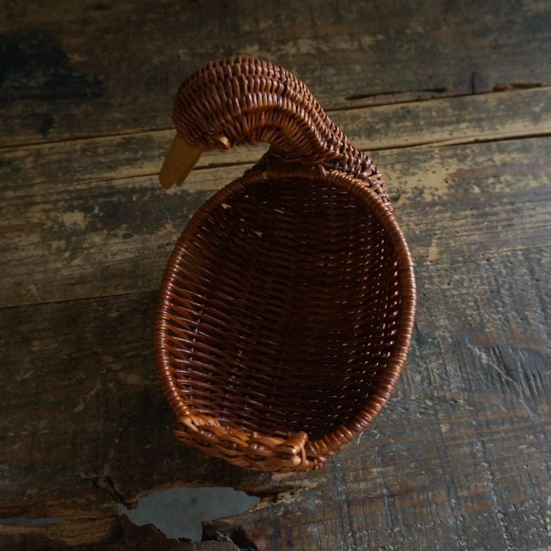 アヒル 水鳥 中国 上海 竹細工 工芸品 籐 アンティーク レトロ 置物 小物入 アヒル 水鳥 中国 上海 竹細工 工芸品 籐 アンティーク レトロ 置物 小物入