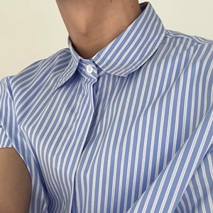 ポケットストライプショート半袖シャツ　0796