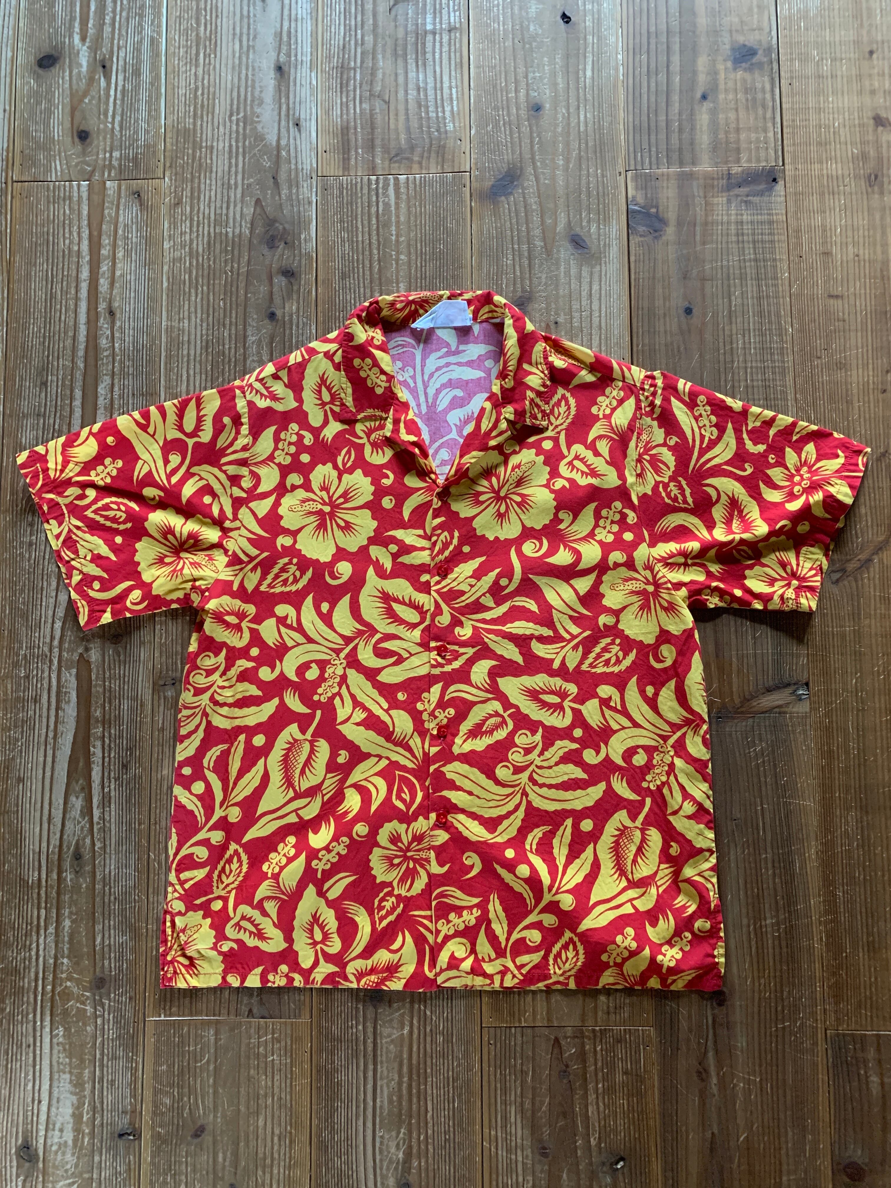 70's  Knott's BERRY FARM ハイビスカス柄 コットンハワイアンシャツ 表記(M)