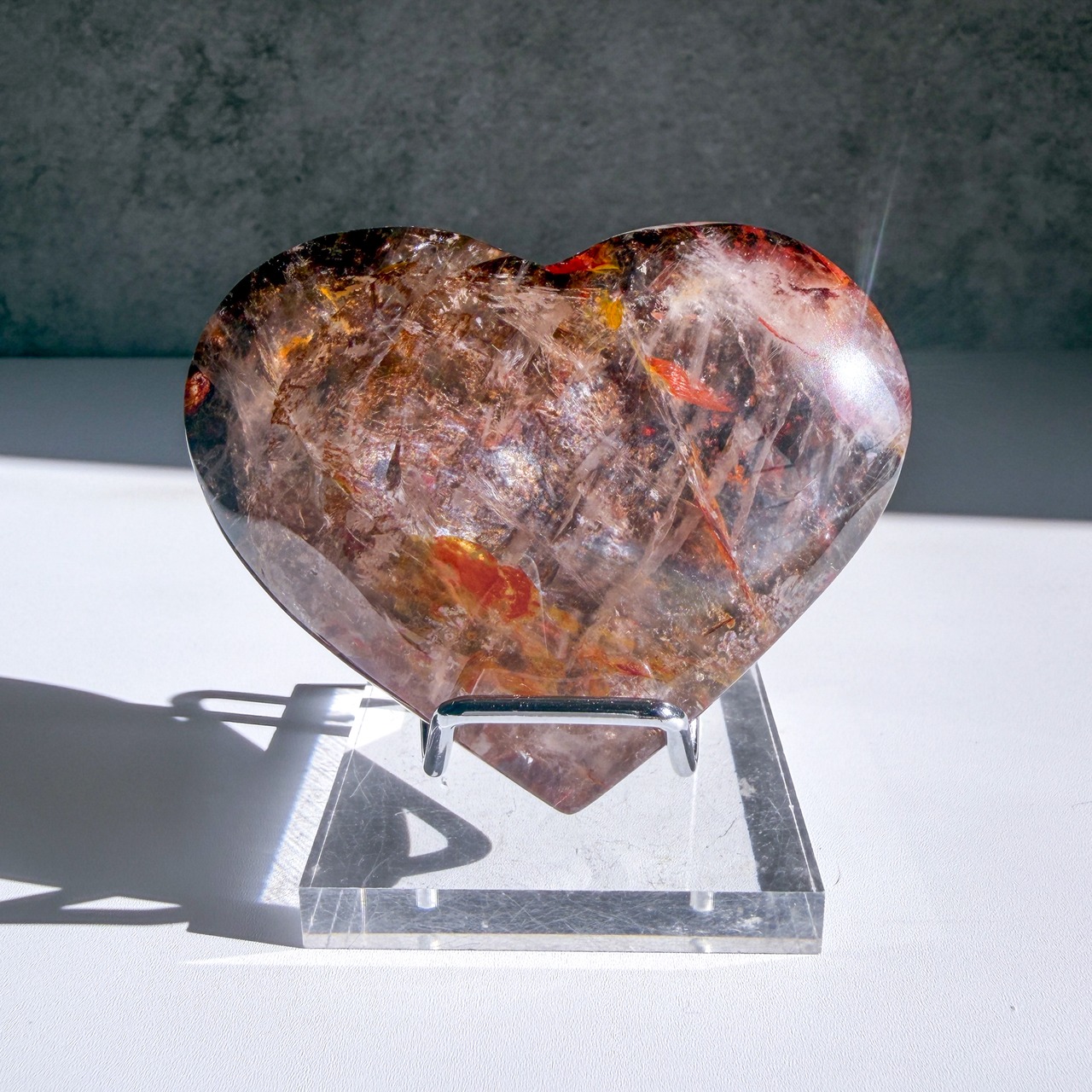 ダークファイヤークォーツ・ゴールデンヒーラー ハート ＊ Fire Quartz ＊ 天然石