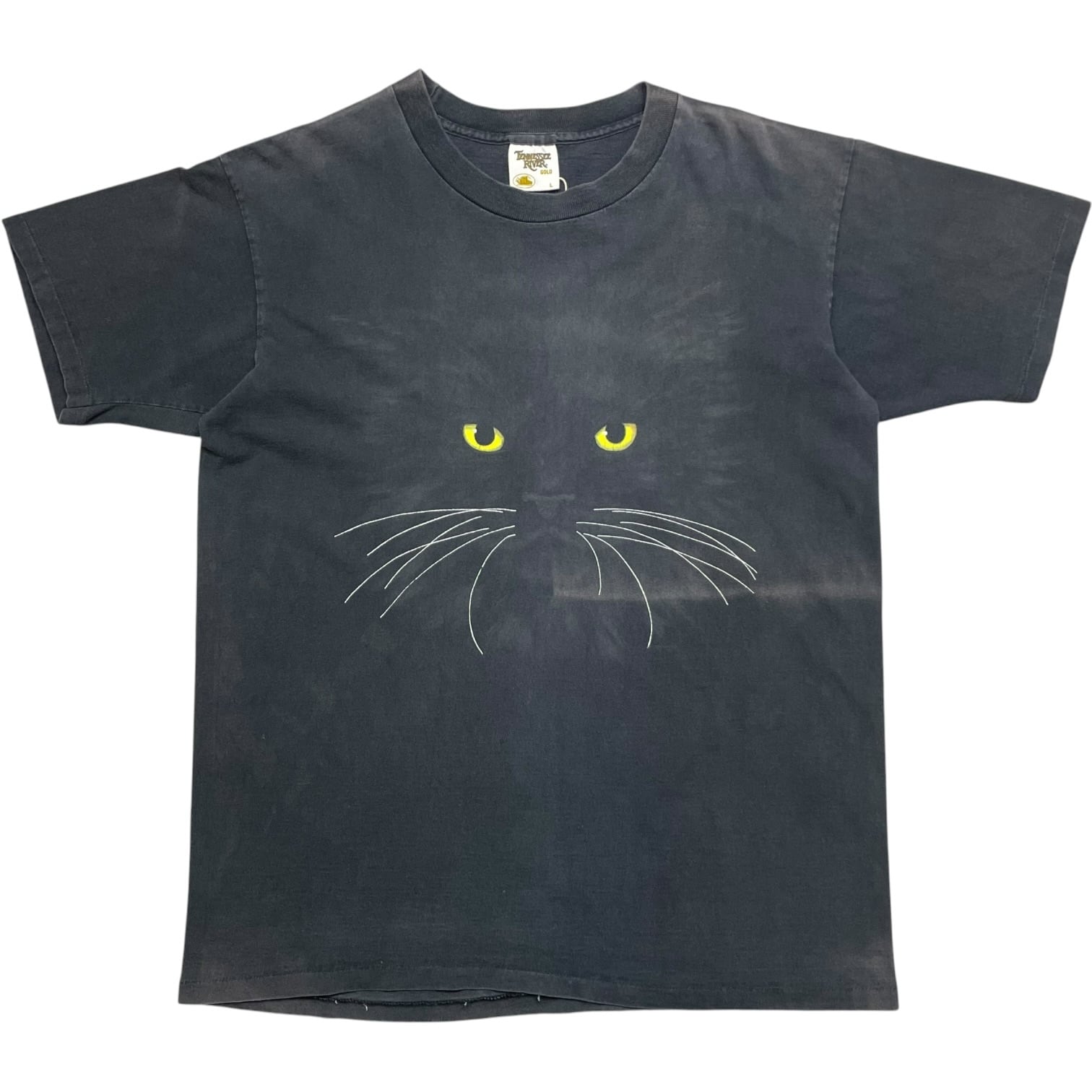 《L》TENNESSEE RIVER テネシー・リバー Tシャツ アニマルプリント フェード シングルステッチ ブラック USA製 90年代 vintage no.10231