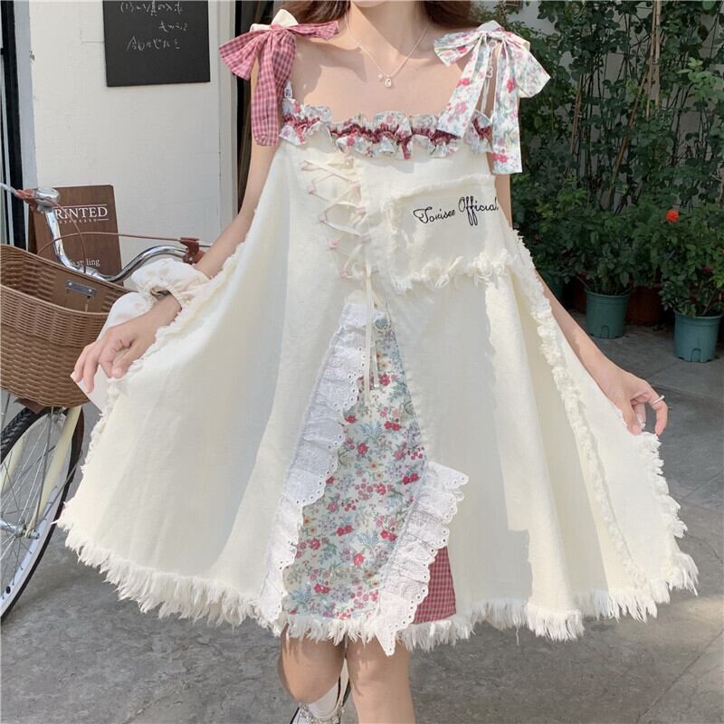 ワンピース レディース ミニワンピース ミニ丈 ノースリーブ Aライン 切り替え ゆったり リボン プルオーバー フリンジ かわいい 大人可愛い きれいめ シンプル カジュアル 上品 フェミニン おしゃれ お嬢様 セクシー おとな ラフ ラブリー キュート ガーリー ルーズ レトロ 花柄 チェック柄 学生 通学 デート お出かけ 女子会 パーティー イベント 散歩 送料無料 M L 大きめ ホワイト 春 夏 10代 20代 韓国系 着回し 普段使い 体型カバー 楽ちん ファッション コーデ スタイル