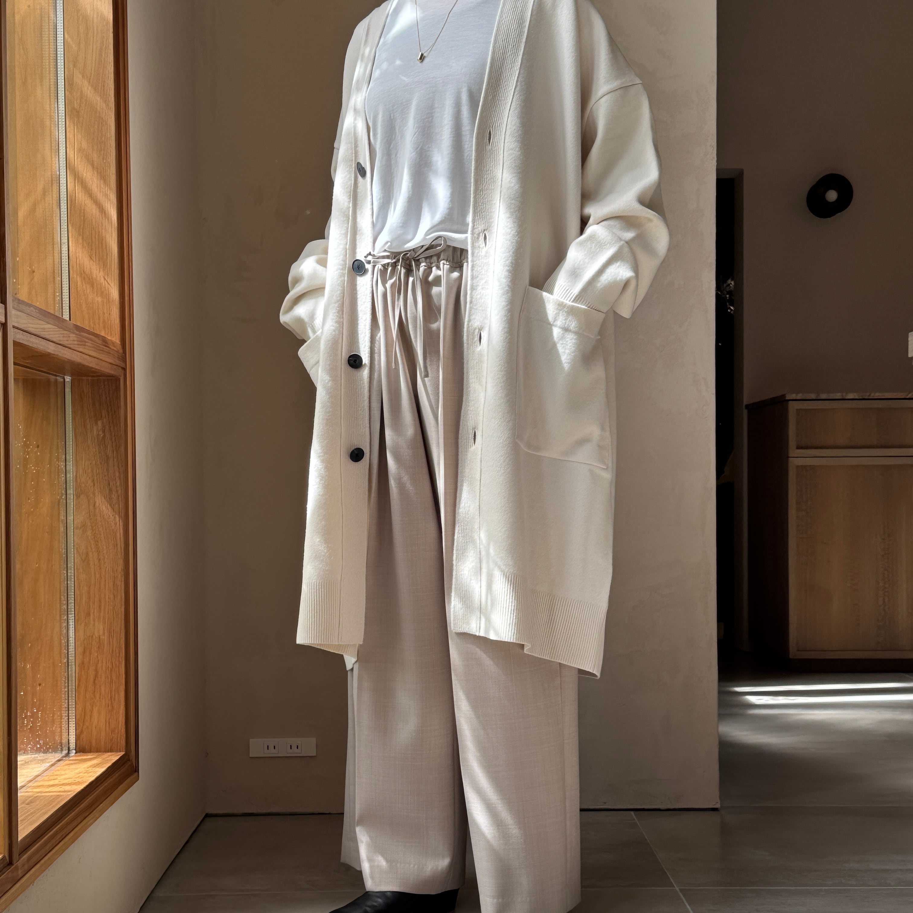 ATON |MERINO COLLEGE KNIT OVERSIZED CARDIGAN