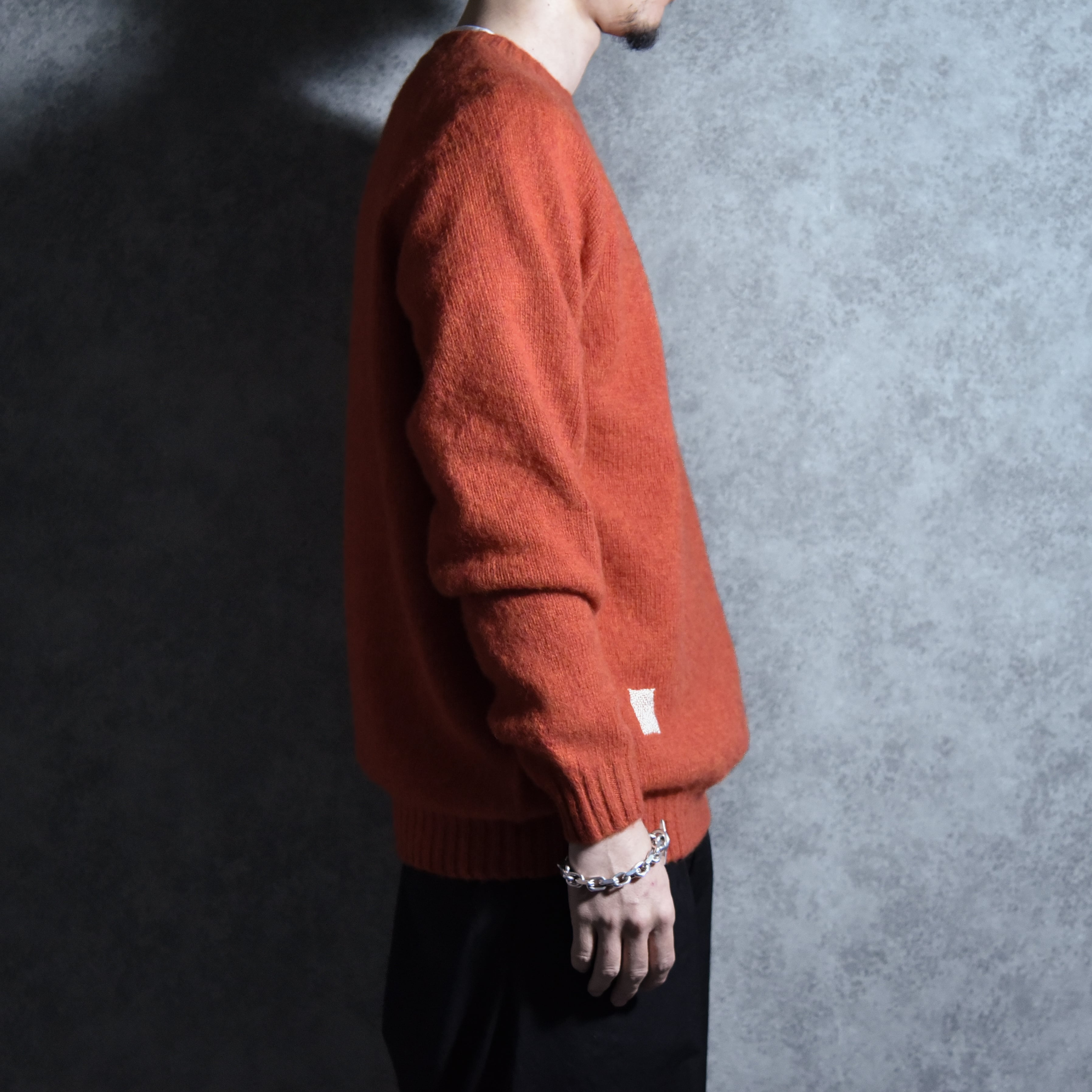 BRICK Shaggy Dog Shetland Wool Knit Sweater Crew Neck FLAME