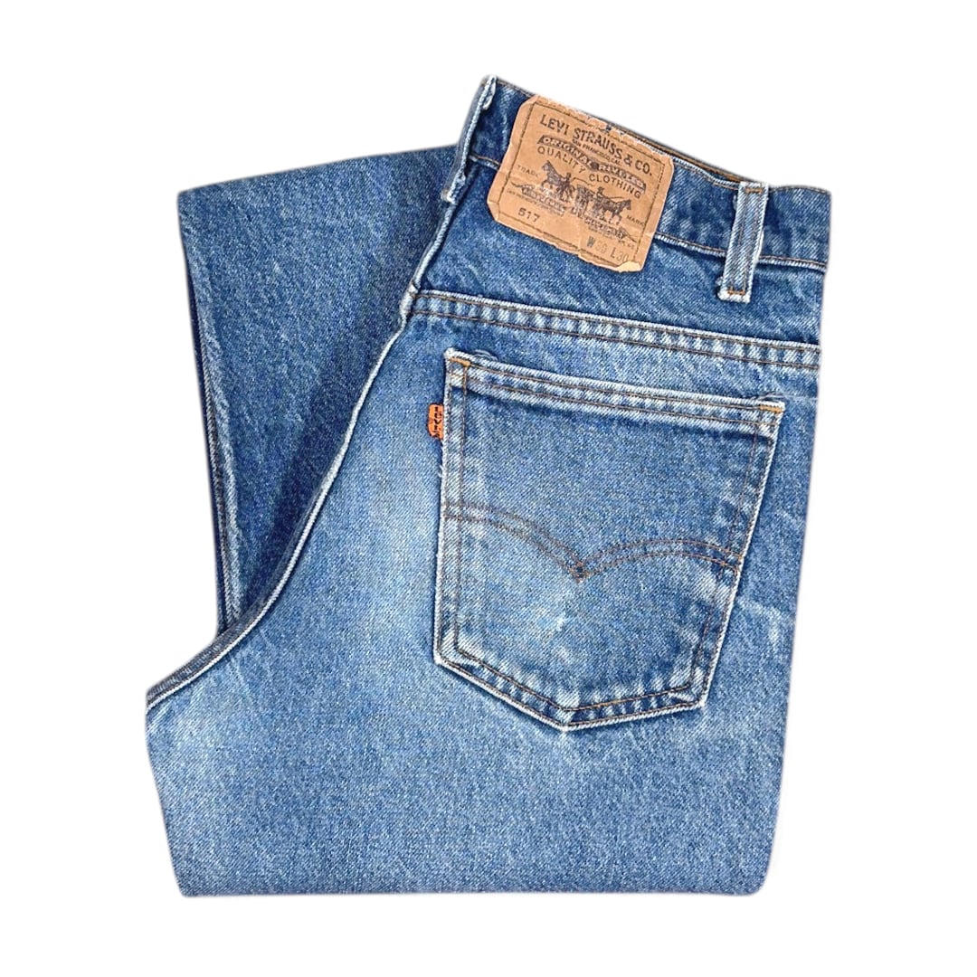 90s リーバイス 517 USA製 ヴィンテージ ジーンズ ブーツカット ヒゲ デニムパンツ Levis サイズW30 古着 EA0352