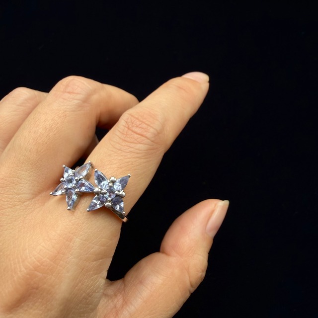 Vintage Pink & Clear Topaz Silver Ring
