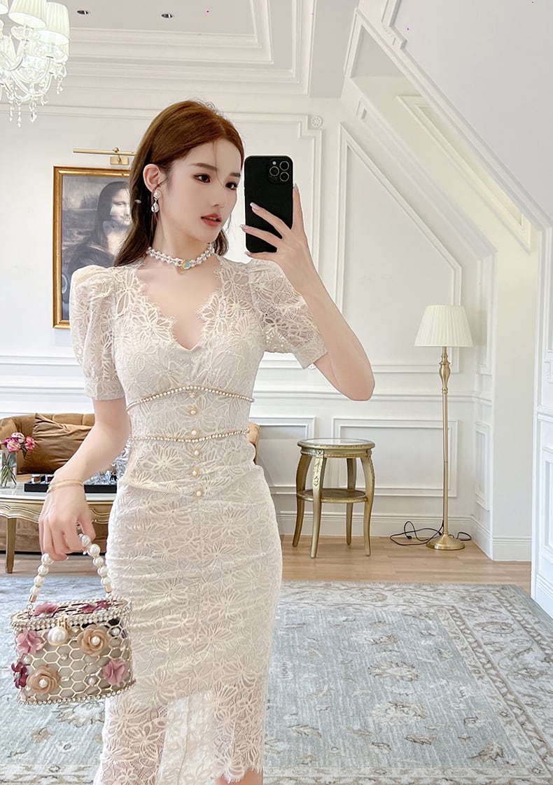 フローラル シース ワンピース ドレス フローラル レース ワンピース ドレス | she is (シーイズ