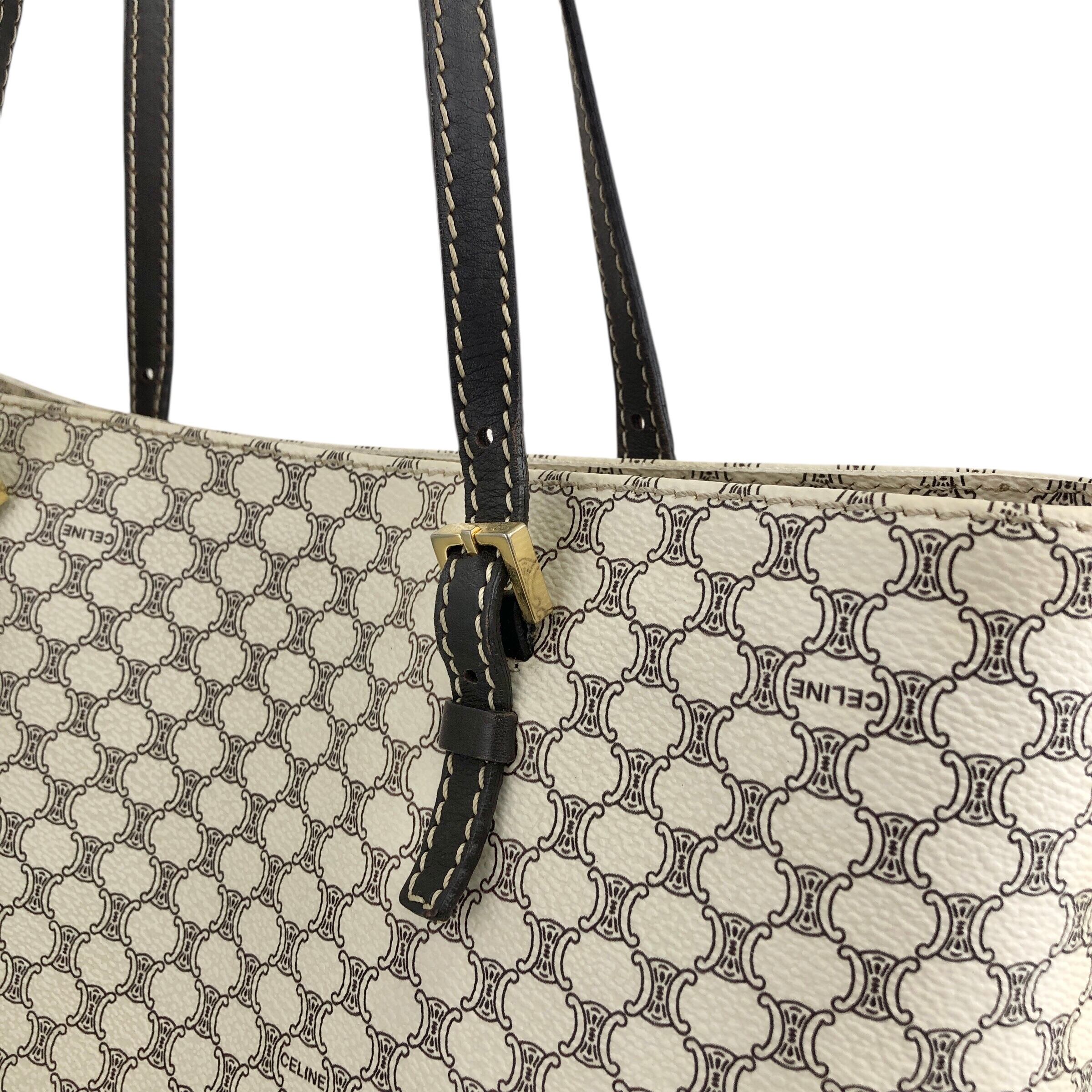 CELINE セリーヌ マカダム トートバッグ ホワイト PVC レザー