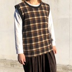 【オーバーサイズ】レトロ感のあるトップス ボリュームチェックベスト｜ブラウンチェック｜サムネイル5