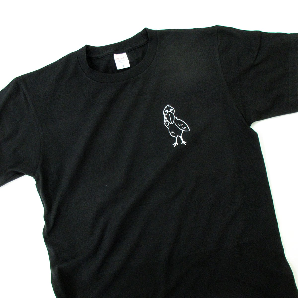 スマホ持ってるハシビロコウ  Tシャツ am88 ハシビロコウ スマートフォン おもしろ tシャツ 線画 鳥 とり トリ スマホ はしびろこう