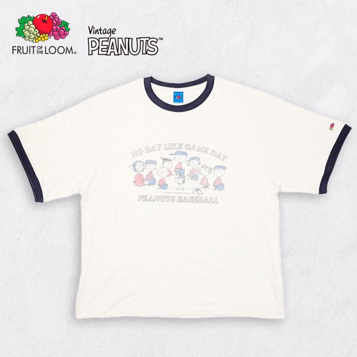 スヌーピー Tシャツ フルーツオブザルーム × PEANUTS コラボ 染み込みプリント 綿100% 半袖Tシャツ【送料無料】