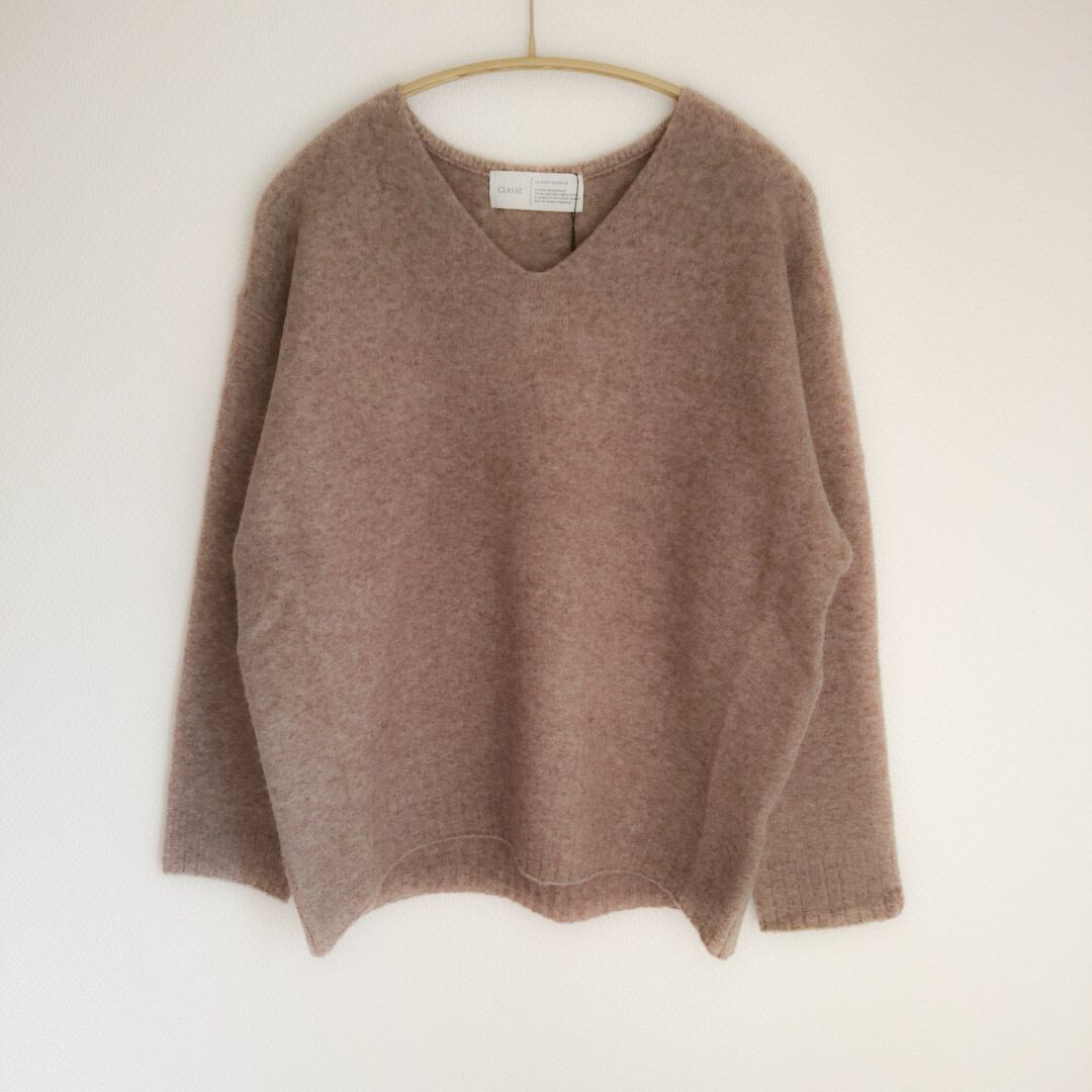 【Yaku Blend Blush Wood】Vネックニット　