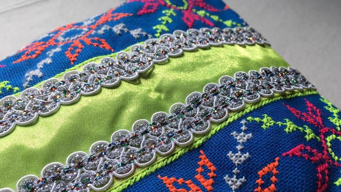 ミャンマー 部族 サイケデリック 刺繍 エスニック ハンドメイド 斜 