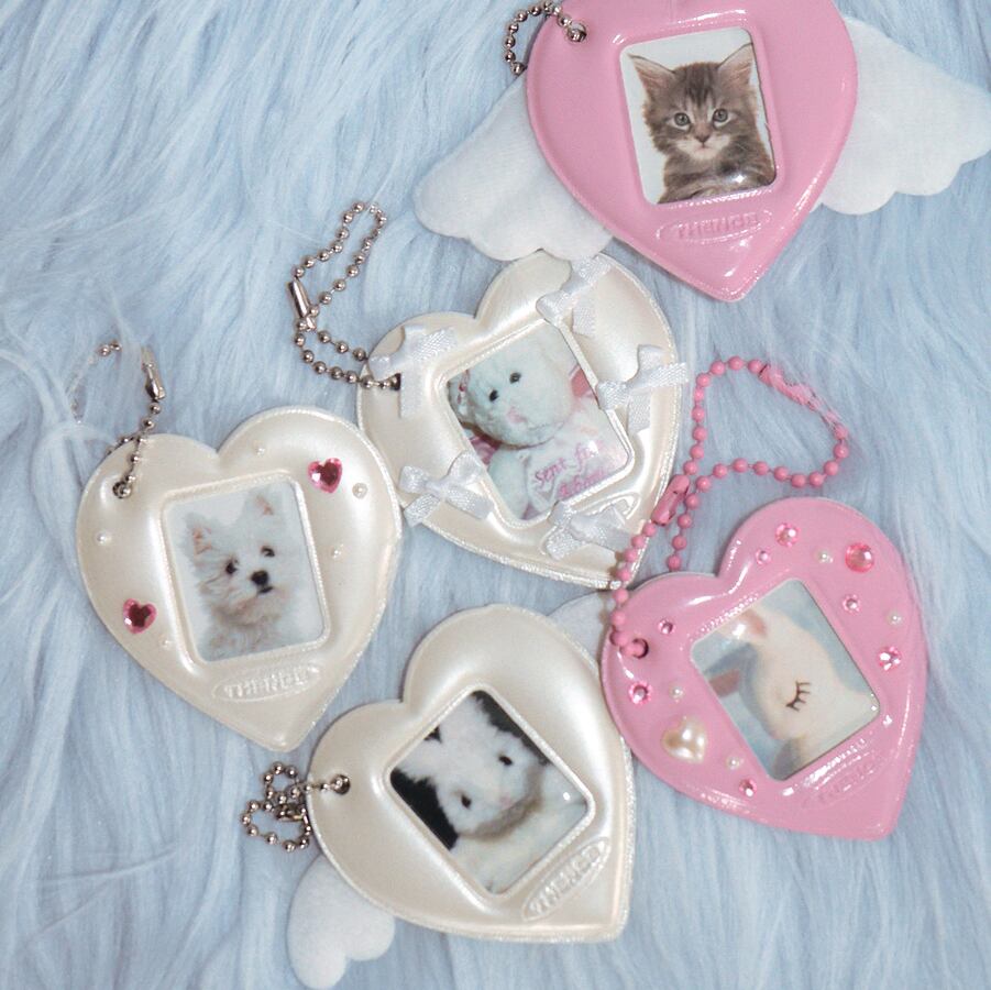 THENCE] フォトフレーム キーホルダー (Pink Heart) | moim - 韓国雑貨
