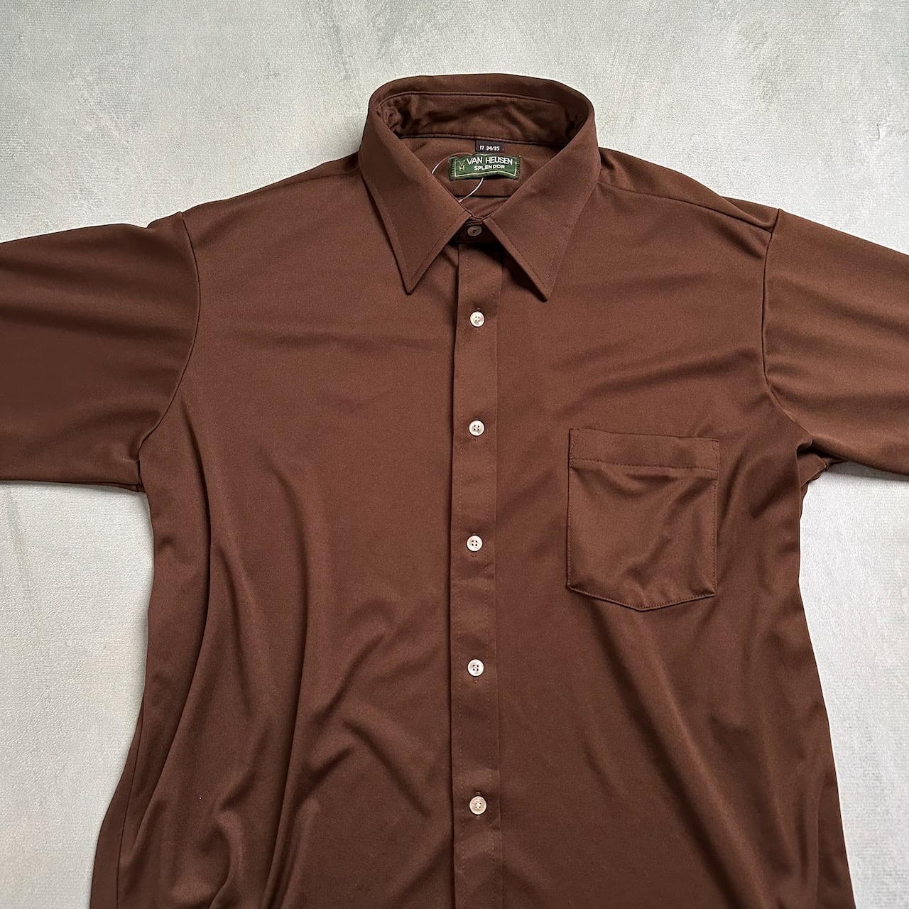 70s VAN HEUSEN バンヒューセン 無地 ポリエステル 長袖シャツ