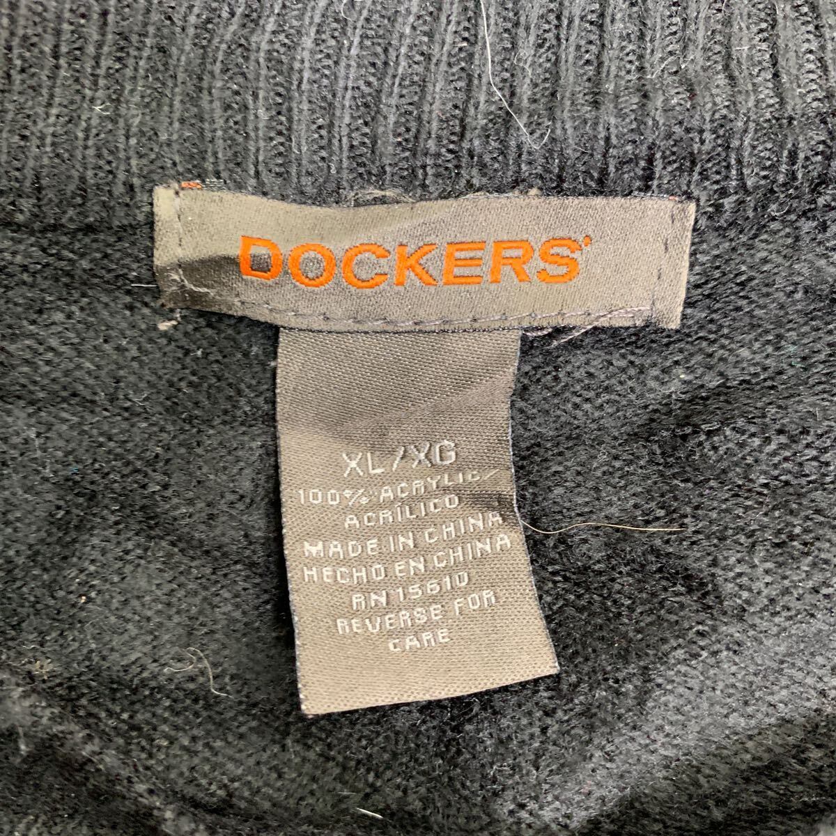 DOCKERS ニットセーター XLサイズ ドッカーズ アーガイル柄 ブラック