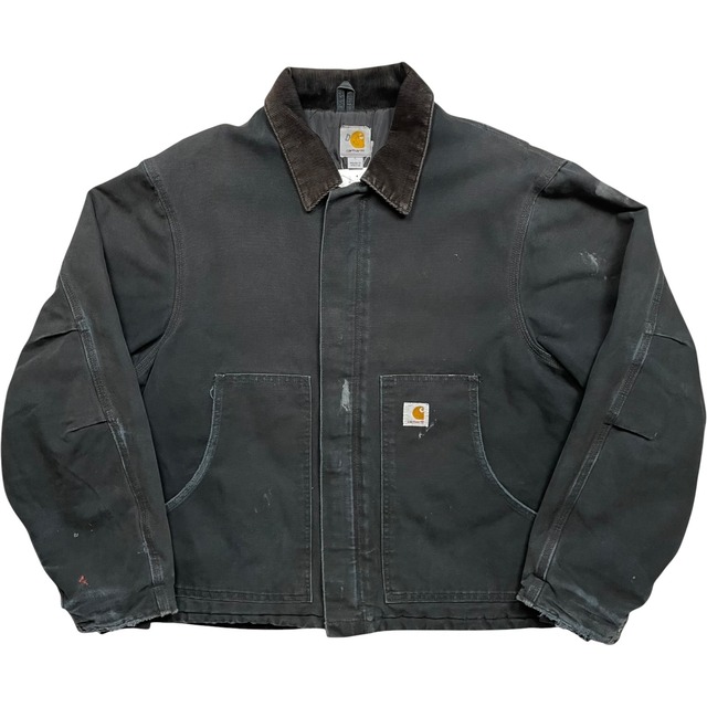 《L》Carhartt カーハート トラディショナルジャケット フェード ペイント ダメージ 襟コーデュロイ ブラック no.10569