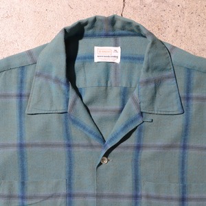 美品 XL 60s 70s BRENT 水色 レーヨン混 チェックシャツ 長袖 vintage ヴィンテージ ブレント