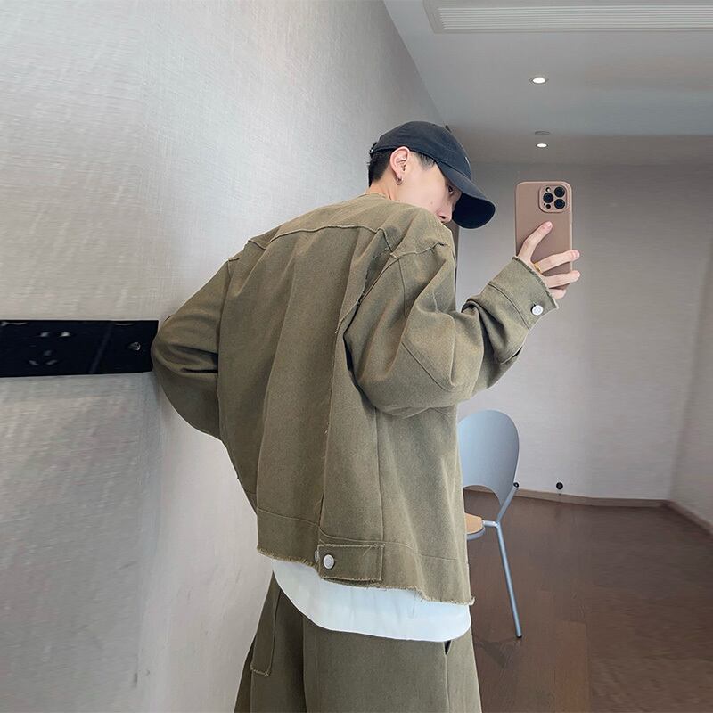 フリンジジャケット dannyandzeeフリンジ仕様襟なしジャケット | mblueshop