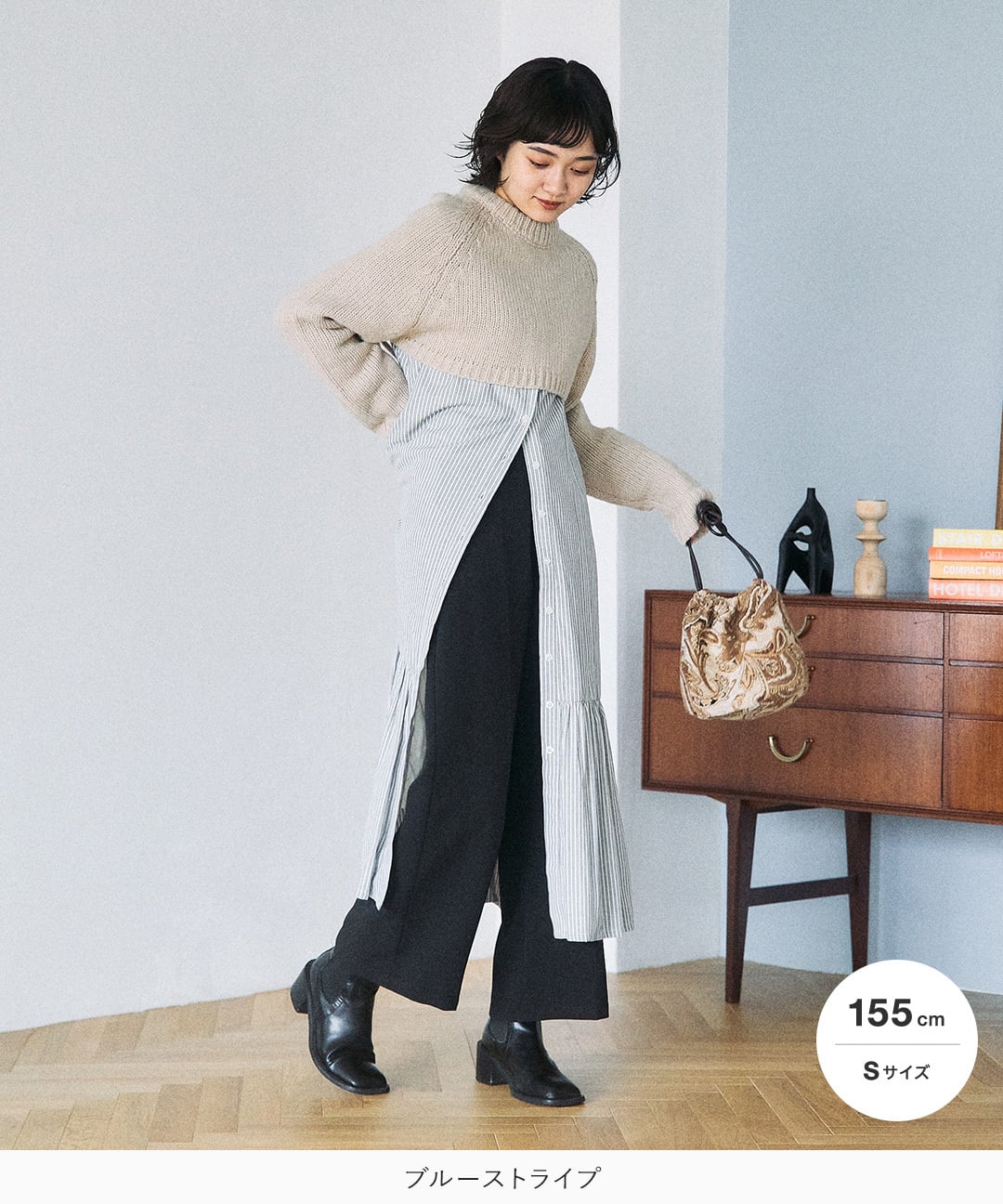 ストライプシャツワンピース / XXS-S | mim