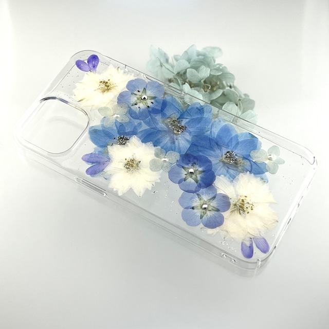 【ほぼ全機種対応スマホケース❁】押し花スマホケース NO.695 押し花＆レジン iPhone8以降全機種/Xperia/AQUOS/Galaxy他