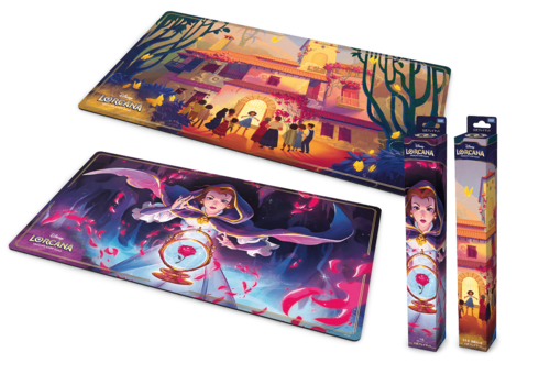 ?おまけ付き? ディズニー・ロルカナ・ＴＣＧ　日本語版　公式プレイマット 「ベル 熟練なるミスティーク」「大丈夫、家族がいる」【新品未開封】