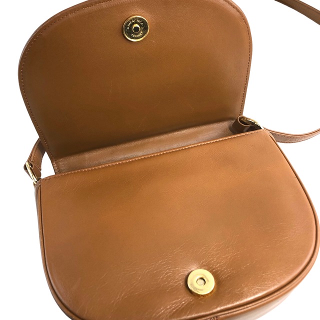 Yves Saint Laurent イヴ・サンローラン レザー フラップ ショルダーバッグ ブラウン vintage ヴィンテージ オールド j7244z