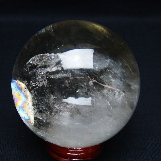 水晶 丸玉 虹入り 64mm スフィア 置物 水晶玉 一点物 151-8760