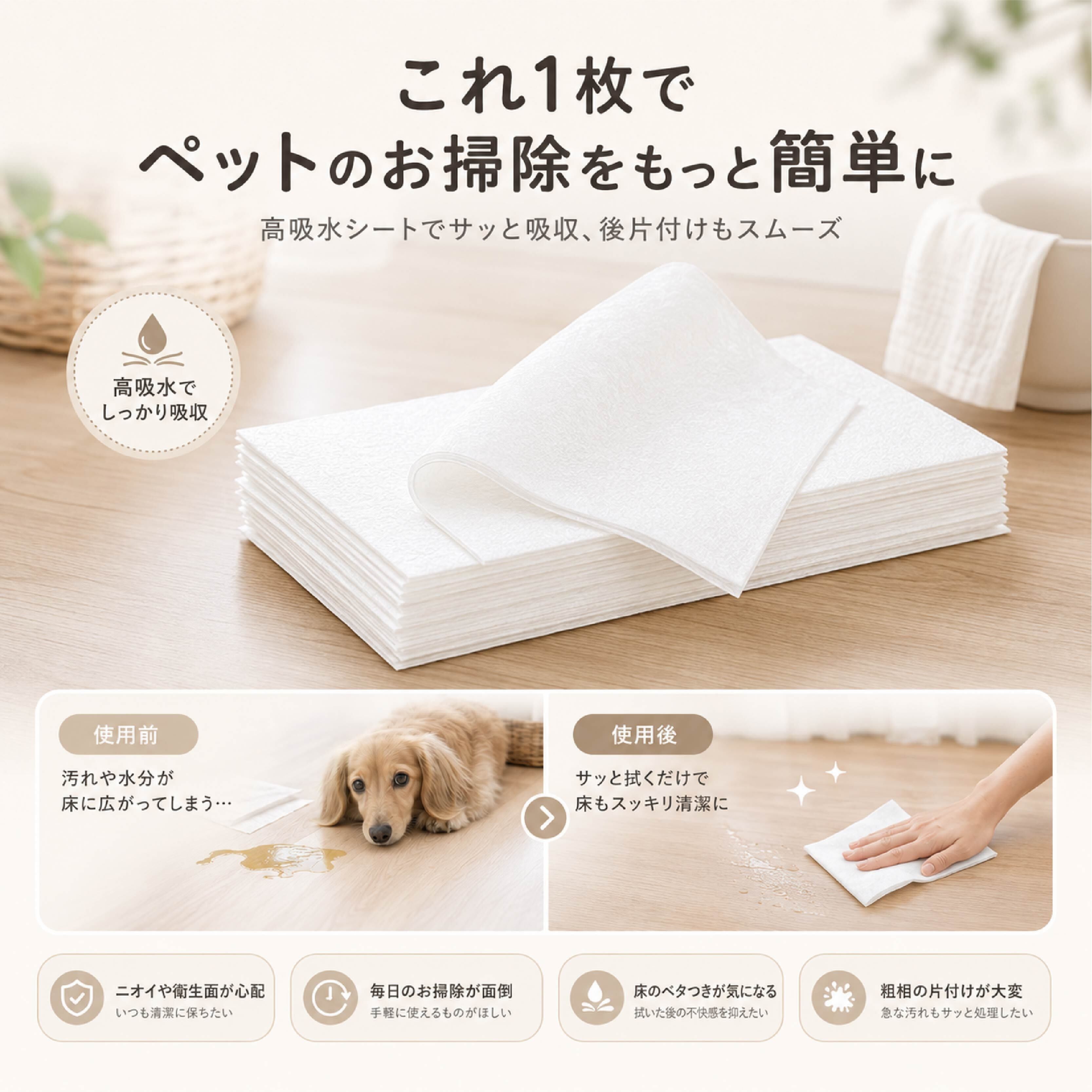 HY 721 . ペット用吸水シート 犬用 猫用 吸水ペーパー 100枚入り 大判