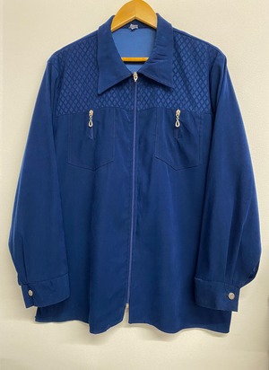 90sEuro Faux Suede Zip Shirt Jacket/L