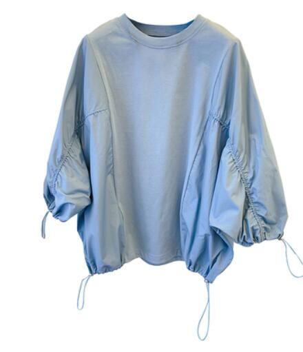 新作 レディース トップス Tシャツ ブラウス 七分丈 ゆったり クルーネック