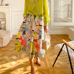 ひざ丈スカート スカート  ボトムス 膝丈  ひざ丈 フレア  Aライン ウエストゴム お得 かわいい  大人可愛い  大人  上品  おしゃれ  お洒落  ラブリー  キュート  ガーリー  エレガント  存在感 柄  花柄  総柄 春  夏  秋  ロングシーズン 20代  30代  40代  50代  レディース  女性用 デート  お出かけ  女子会  休日  レストラン  ランチ ショッピング 着回し  普段使い  モテ  美脚  インスタ映え  スタイルアップ S  M  L ブルー イエロー