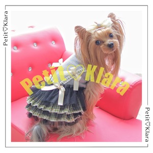 【即納】海外作家さん　デイジーチェックグレーワンピース【YU022】