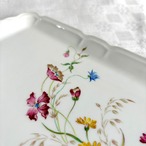 リモージュ　ケーキ皿　レクタングルプレート　白磁花柄　矢車草など　CNP 12TWdz41