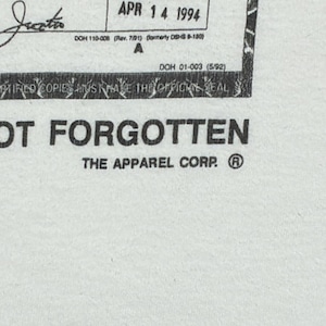 NIRVANA 'KURT COBAIN DEATH CERTIFICATE' FRUIT OF THE LOOM XL 9