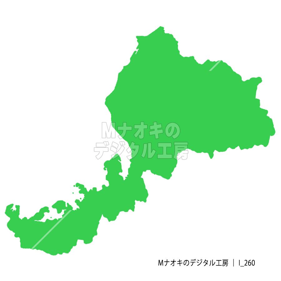 少しゆるい福井県地図 フチなし 【I_260】 A slightly loose map of Fukui Prefecture without borders