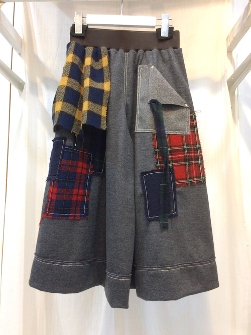 NIGATSU 継布ワイドパンツ Charcoal check