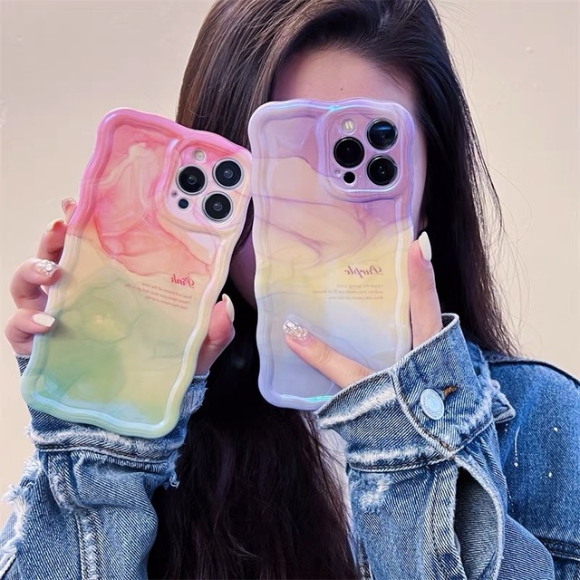 iPhoneケース iPhone14 iPhone13 ウェーブ 水彩 マーブル かわいい スマホケース おしゃれ 韓国 2523