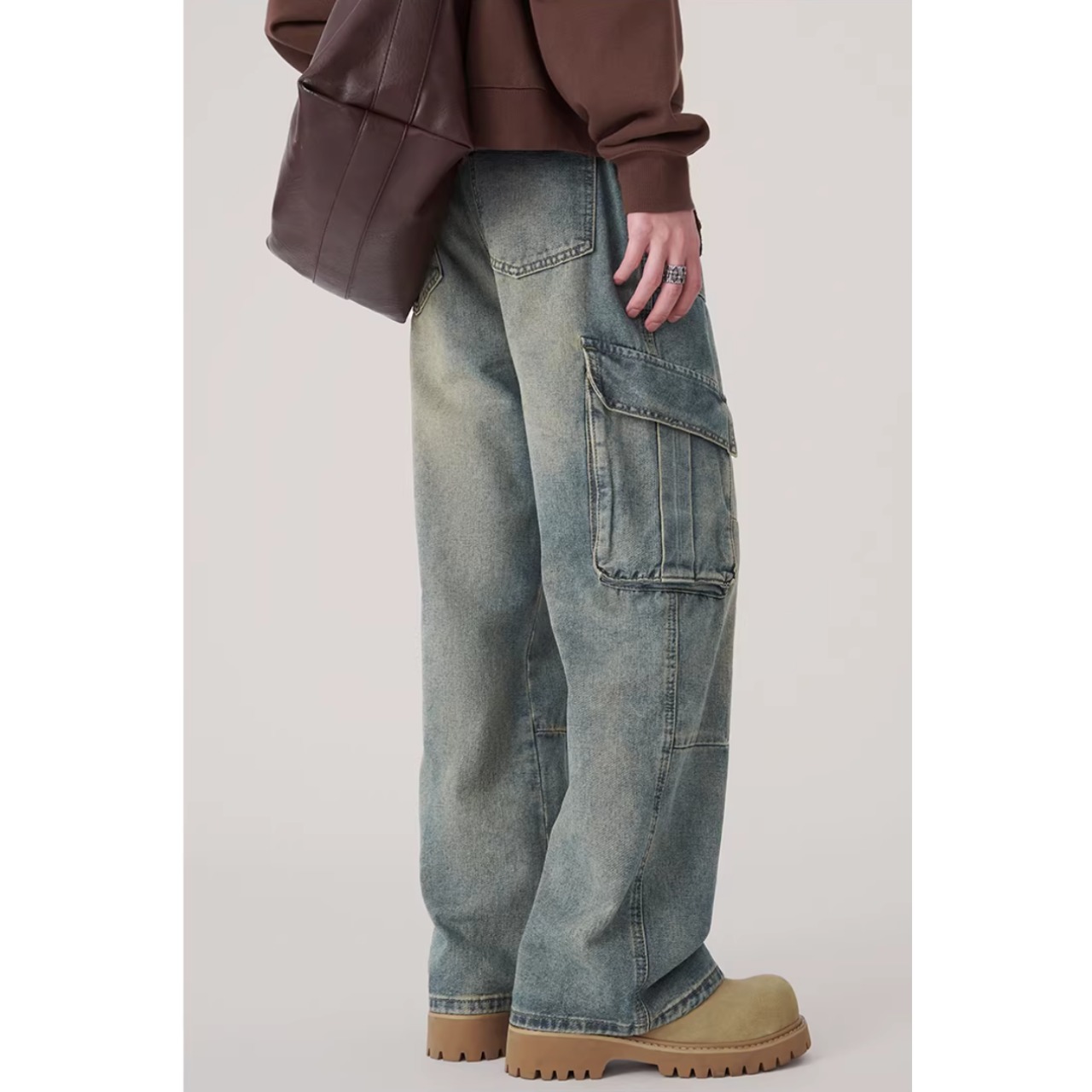 カーゴポケット フルレングスデニムパンツ af0457