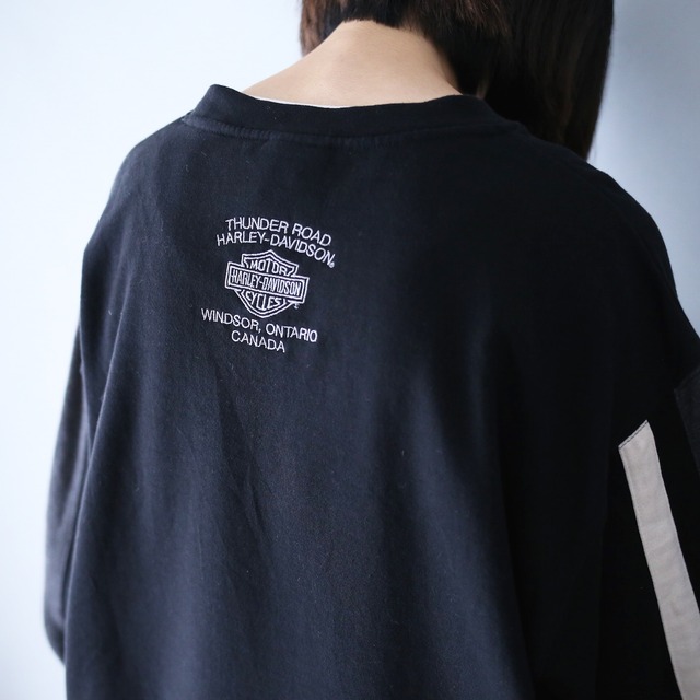 "HARLEY-DAVIDSON" 3-line sleeve design loose sweat