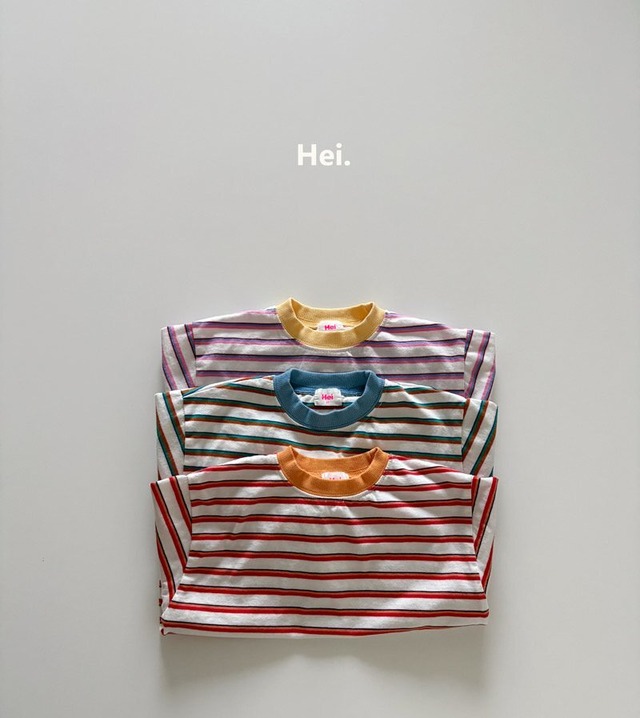 新作即納◆102‐110 ボーダー配色Tシャツ-Hei.