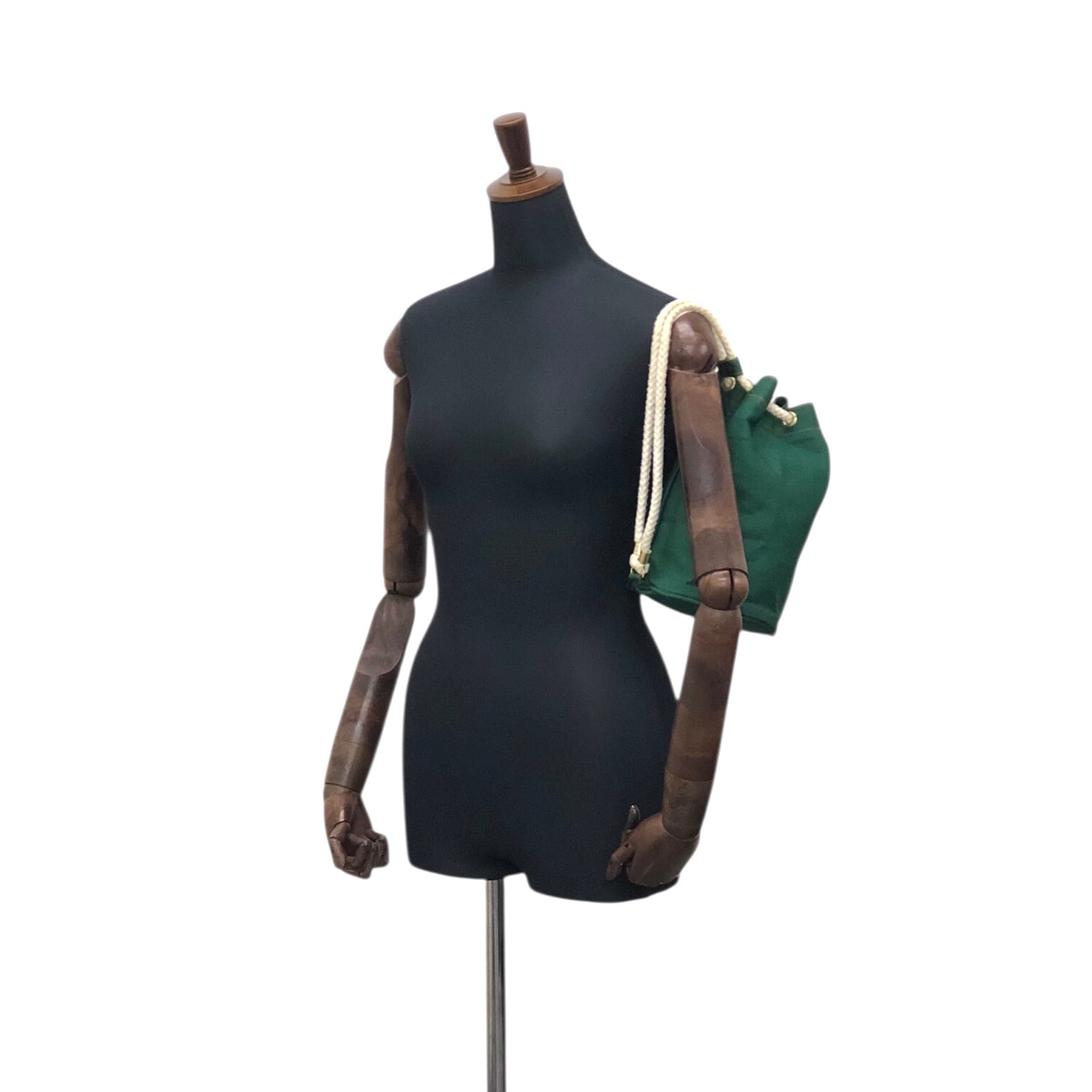 HERMES エルメス ショルダーバッグ グリーン キャンバス 巾着 vintage