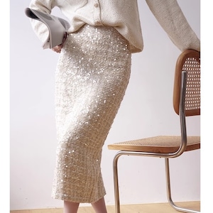 rich glitter white skirt<sk1840>