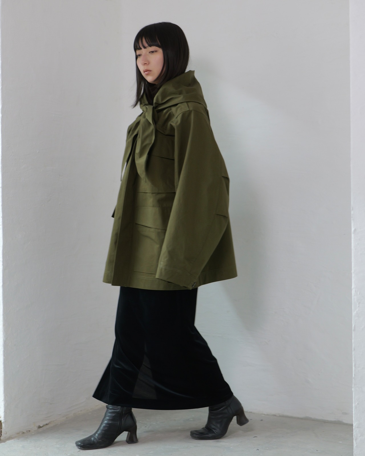i’m here - Haoli Military Jacket :Khaki|フードストールドッキング/2WAY/ウェザークロス 入荷予定:2026.01.17(M 1点)