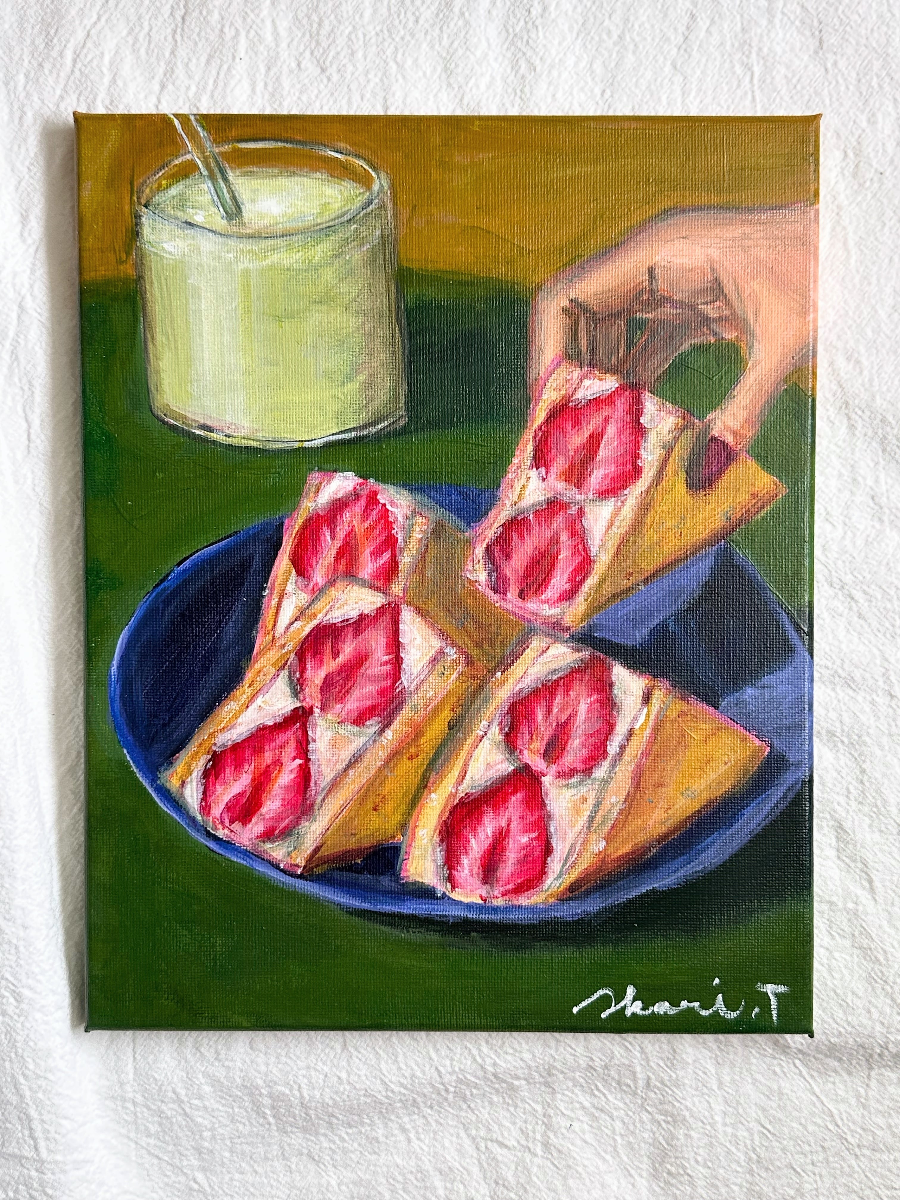 フルーツサンド　絵画 ブリオッシュ食パンのフルーツサンド | AKARI TAKESHITA
