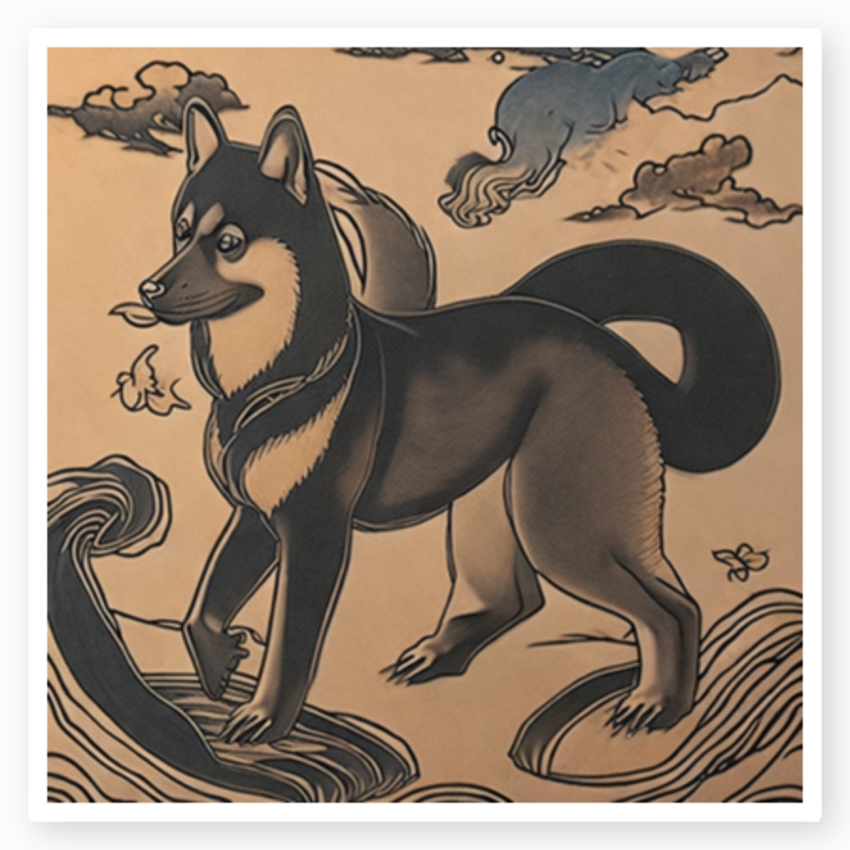 ルイス　ウォルター　シュミット　柴犬のジローマル　柴犬　版画　額　絵　300限定 ジグソーパズルやのまん通信販売 / ウマイ！シバ犬SUSHI天国 版画