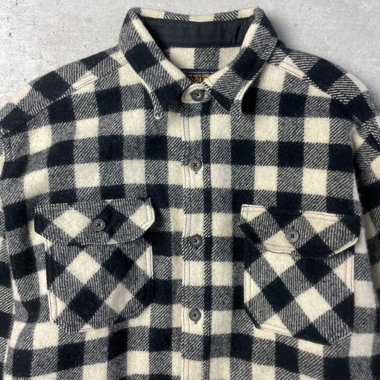 00年代 WOOLRICH ウールリッチ ブロックチェック 長袖ウールシャツ