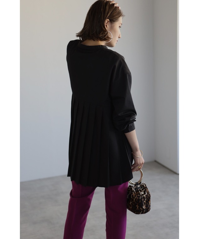 カジュアルチュニックプリーツシャツ