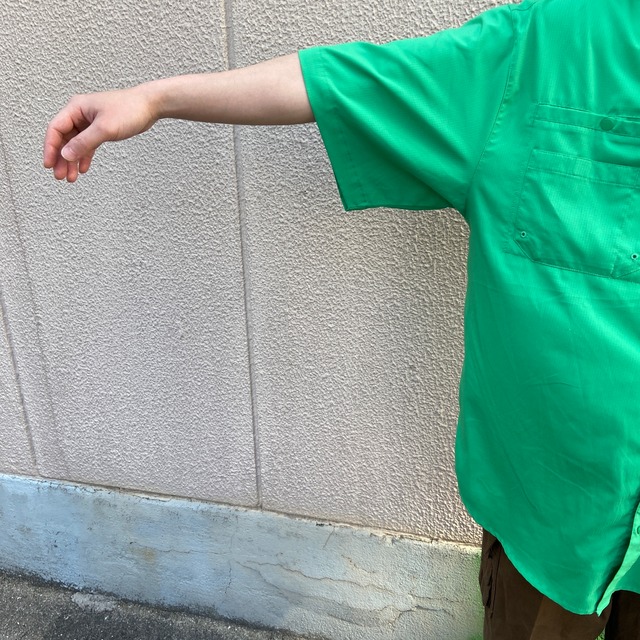 Columbia コロンビア 半袖フィッシングシャツ 緑 L オムニシェイド