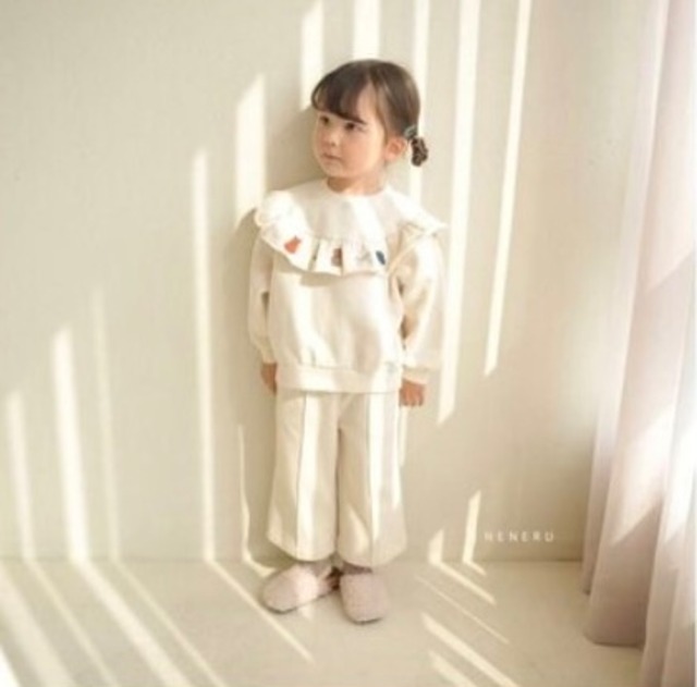 【取寄せ】NENERU トップス 大きな襟 長袖  韓国 韓国子供服 こども こども服  女の子 ガール girl  冬服 春服 冬 春 子ども服 ベビー服 韓国 可愛い カワイイ 80cm 90cm 100cm 120cm 130cm baby kids ベビー  キッズ アイボリー ベージュ